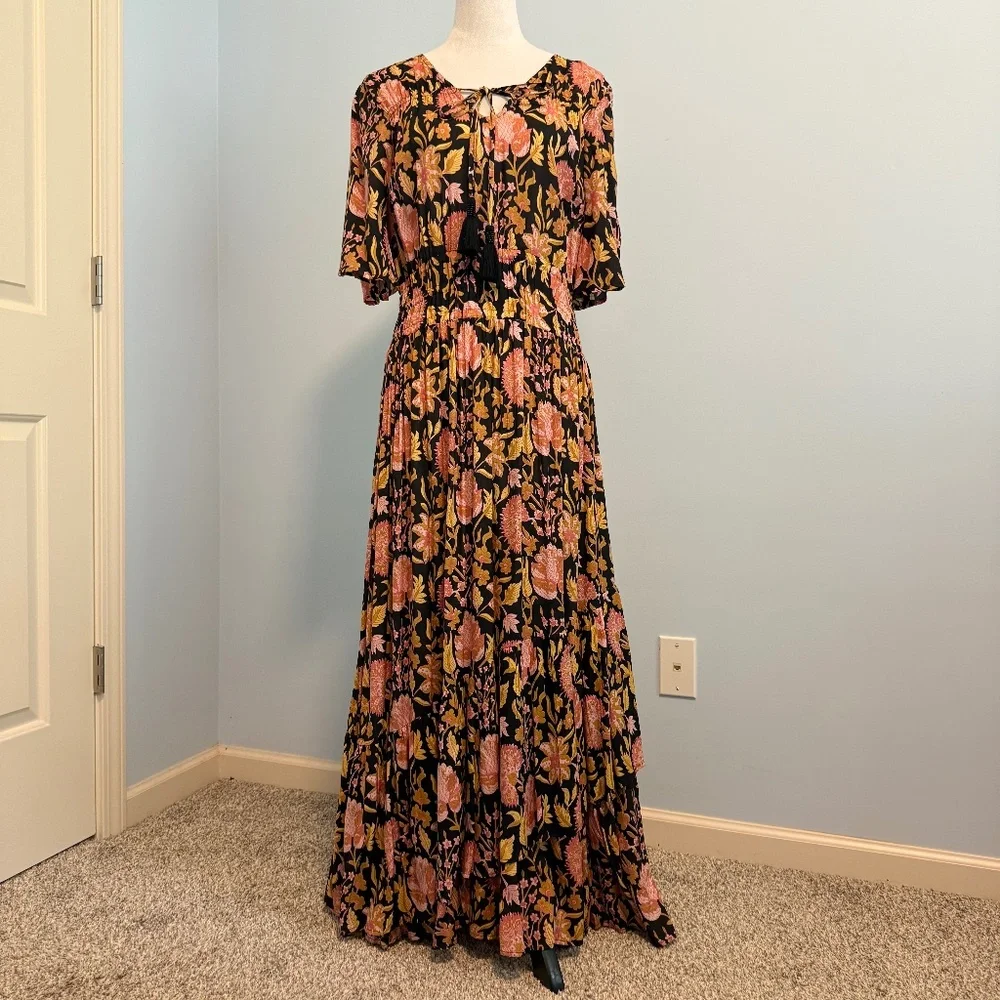Soft Surroundings‎ Multi floral Tiered Maxi Dress Size 12
